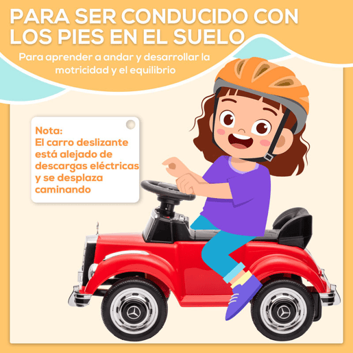 AIYAPLAY Carro Andador com Licença da Mercedes-Benz 300S Carro Andador para Crianças de 18-48 Meses com Armazenamento Volante Sistema Anti-Tombo Carga 25 kg 77,5x41,5x45 cm Vermelho