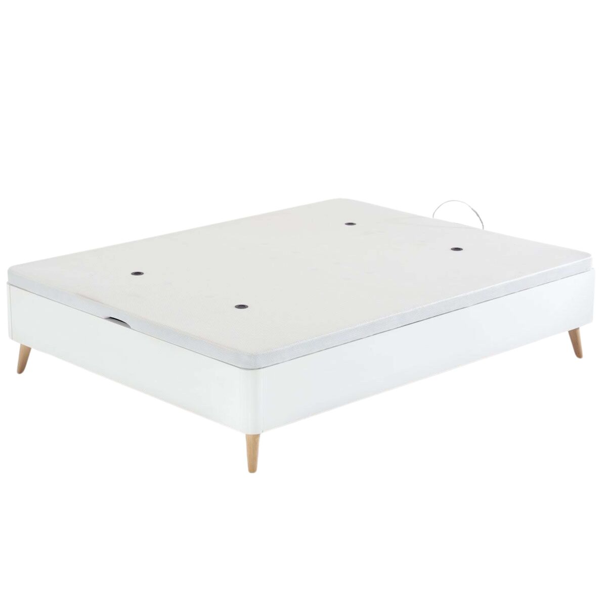 Canapé alto estilo nórdico con patas ligeramente inclinadas color blanco cama dormitorio