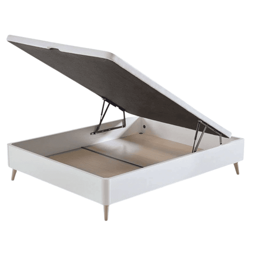 Sofá-cama estilo nórdico de 135x190 cm de altura com pernas ligeiramente inclinadas, na cor branca, cama de quarto
