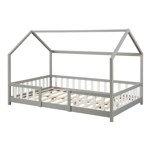 Cama de criança Sisimiut forma de casa pinho 120x200 cm - Cinza claro en.casa