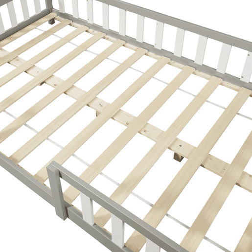 Cama de criança Sisimiut forma de casa pinho 120x200 cm - Cinza claro en.casa