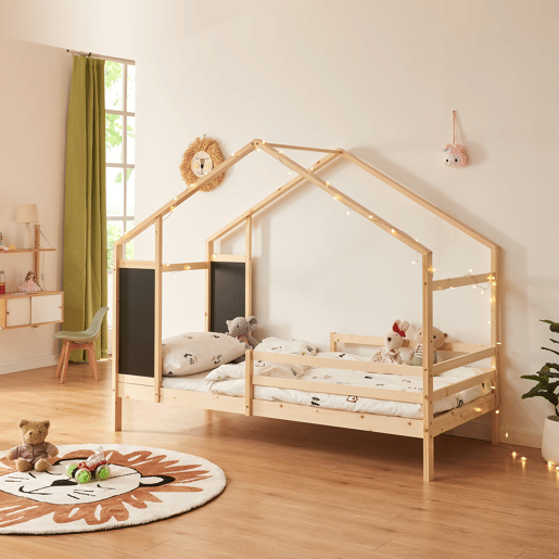 Cama de criança Lorenskog com vedação pinho 90x200 Natural en.casa