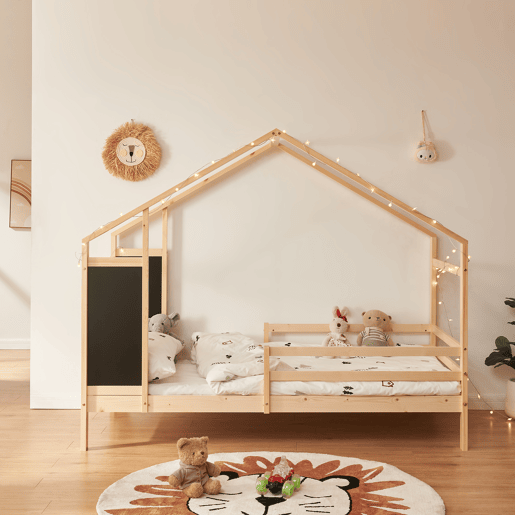 Cama de criança Lorenskog com vedação pinho 90x200 Natural en.casa