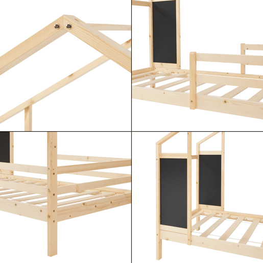 Cama de criança Lorenskog com vedação pinho 90x200 Natural en.casa