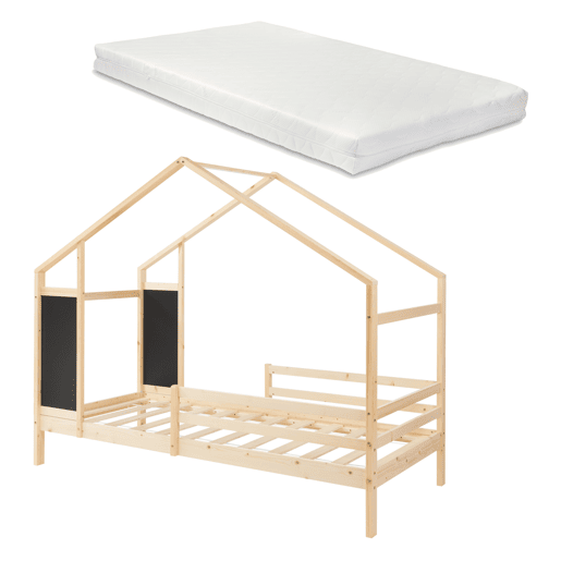 Cama de criança Lorenskog com colchão 90x200 cm Natural en.casa