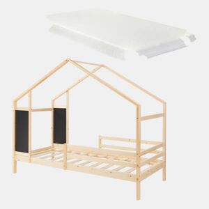 Cama de criança Lorenskog com colchão 90x200 cm Natural en.casa