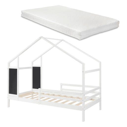 Cama de criança Lorenskog com colchão 90x200 cm Branco en.casa