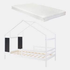 Cama de criança Lorenskog com colchão 90x200 cm Branco en.casa
