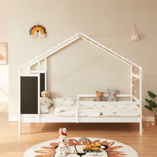 Cama de criança Lorenskog com colchão 90x200 cm Branco en.casa