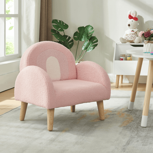 Cadeirão para crianças Sorreindi 50x50x45 cm tecido de peluche cor-de-rosa en.casa