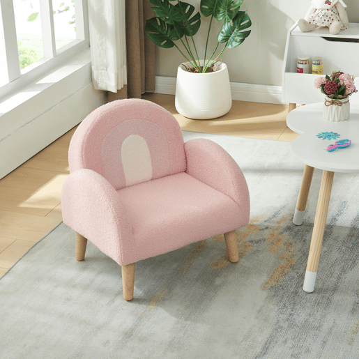 Cadeirão para crianças Sorreindi 50x50x45 cm tecido de peluche cor-de-rosa en.casa