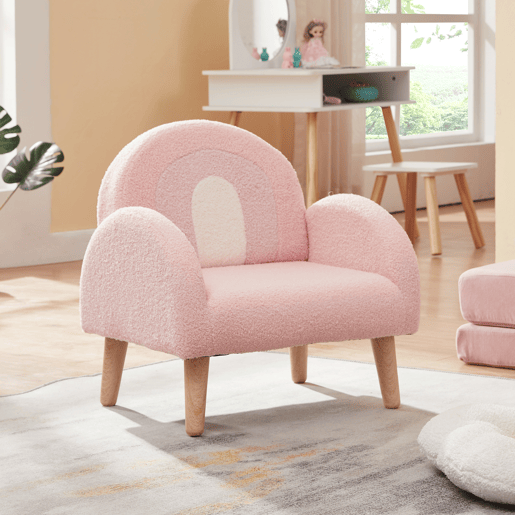 Cadeirão para crianças Sorreindi 50x50x45 cm tecido de peluche cor-de-rosa en.casa