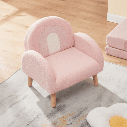Cadeirão para crianças Sorreindi 50x50x45 cm tecido de peluche cor-de-rosa en.casa