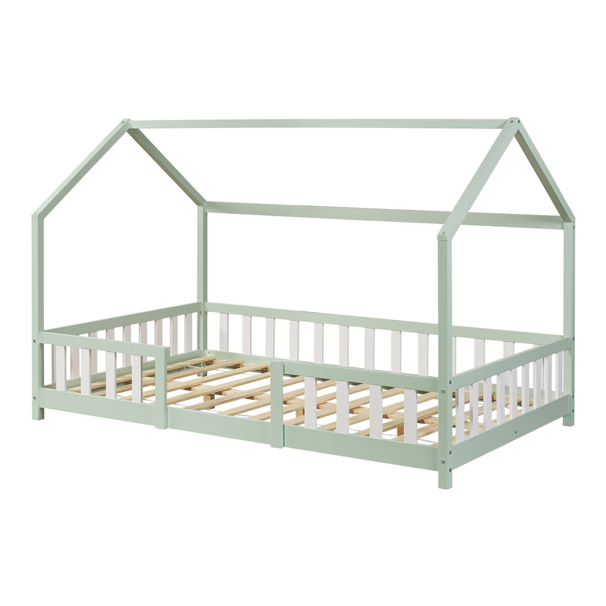 cama para ninos sisimiut forma de casa pino 120x200 cm verde menta encasa