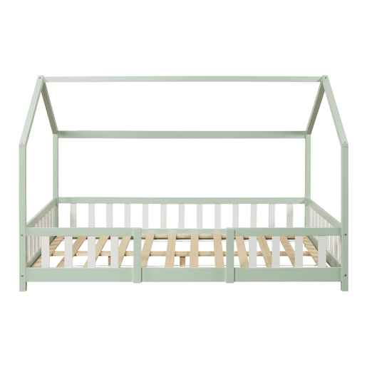 Cama de criança Sisimiut forma de casa pinho 120x200 cm - Verde menta en.casa