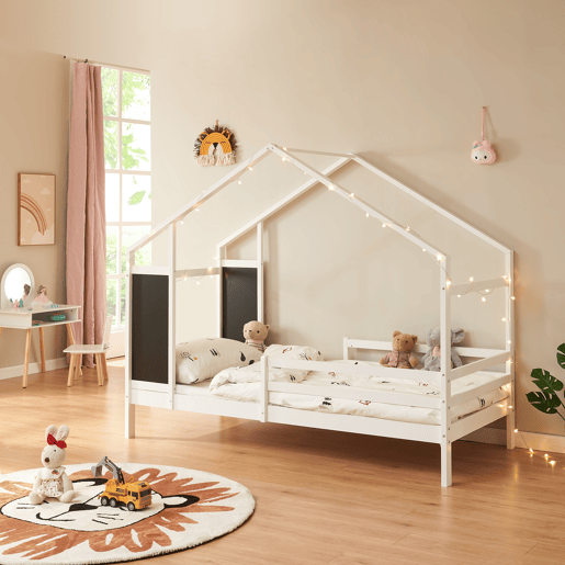 Cama de criança Lorenskog com vedação pinho 90x200 Branco en.casa
