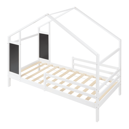 Cama de criança Lorenskog com vedação pinho 90x200 Branco en.casa