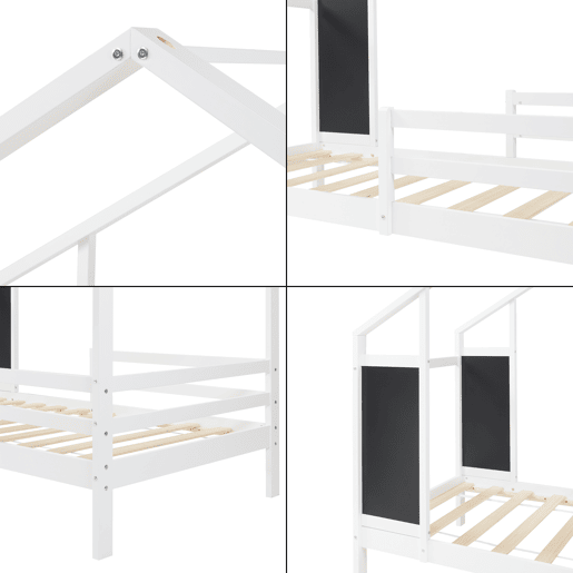 Cama de criança Lorenskog com vedação pinho 90x200 Branco en.casa