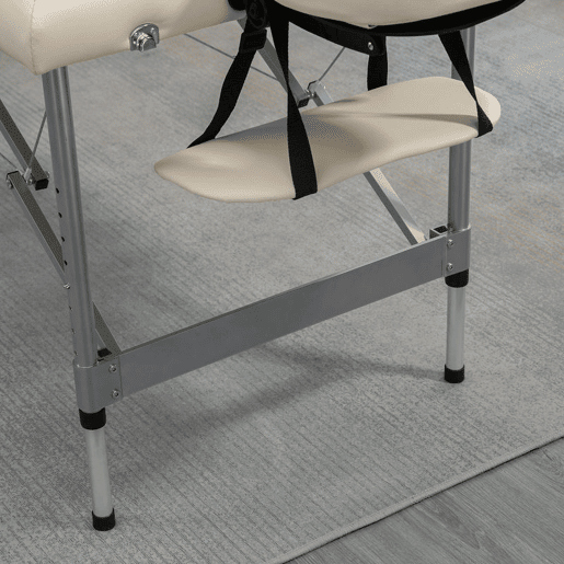 HOMCOM Mesa de Massagem Dobrável Portátil com Altura Ajustável em 7 Níveis, Apoio de Cabeça e Estrutura em Liga de Alumínio para Fisioterapia, 130 kg, 185x70x58-82 cm, Bege