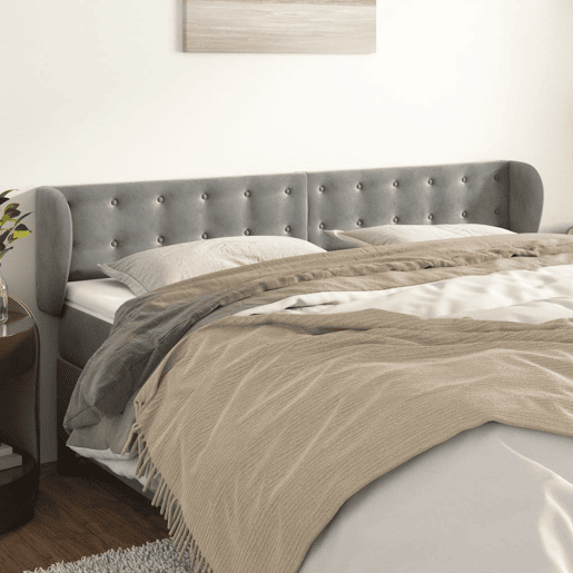 vidaXL Cabeceira de cama c abas veludo 163x23x7888 cm cinzento-claro vidaXL Cabeceira de cama c abas veludo 163x23x7888 cm cinzento-claro