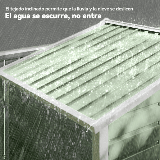 Outsunny Abrigo de Jardim Exterior 2,36m² 213x120x194 cm Abrigo de Exterior com Base Reforçada (Piso NÃO Incluído) Portas de Correr Duplas Fechadura Janelas Verde Claro