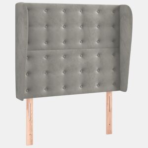 vidaXL Cabeceira de cama c abas veludo 83x23x118128cm cinzento-claro