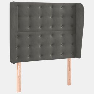 vidaXL Cabeceira cama c abas veludo 93x23x118128 cm cinzento-escuro