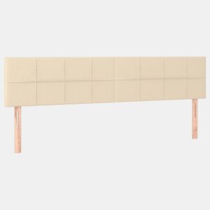 vidaXL Cabeceira de cama 2 pcs tecido 100x5x7888 cm creme
