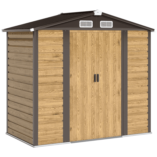 Outsunny Abrigo de Jardim Exterior 2,36m² 213x120x194 cm Abrigo de Exterior com Base Reforçada (Piso NÃO Incluído) Portas de Correr Duplas Fechadura Janelas Madeira e Marrom Outsunny Abrigo de Jardim Exterior 2,36m² 213x120x194 cm Abrigo de Exterior com Base Reforçada (Piso NÃO Incluído) Portas de Correr Duplas Fechadura Janelas Madeira e Marrom