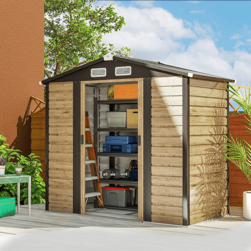 Outsunny Abrigo de Jardim Exterior 2,36m² 213x120x194 cm Abrigo de Exterior com Base Reforçada (Piso NÃO Incluído) Portas de Correr Duplas Fechadura Janelas Madeira e Marrom Outsunny Abrigo de Jardim Exterior 2,36m² 213x120x194 cm Abrigo de Exterior com Base Reforçada (Piso NÃO Incluído) Portas de Correr Duplas Fechadura Janelas Madeira e Marrom