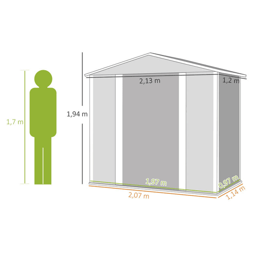 Outsunny Abrigo de Jardim Exterior 2,36m² 213x120x194 cm Abrigo de Exterior com Base Reforçada (Piso NÃO Incluído) Portas de Correr Duplas Fechadura Janelas Madeira e Marrom Outsunny Abrigo de Jardim Exterior 2,36m² 213x120x194 cm Abrigo de Exterior com Base Reforçada (Piso NÃO Incluído) Portas de Correr Duplas Fechadura Janelas Madeira e Marrom