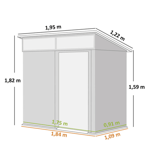 Outsunny Abrigo de Jardim 1,9m² 195x122x182 cm Abrigo de Exterior com Base Reforçada (Chão NÃO Incluído) Porta Corredera Janelas Abrigo de Ferramentas para Pátio Marrom Claro