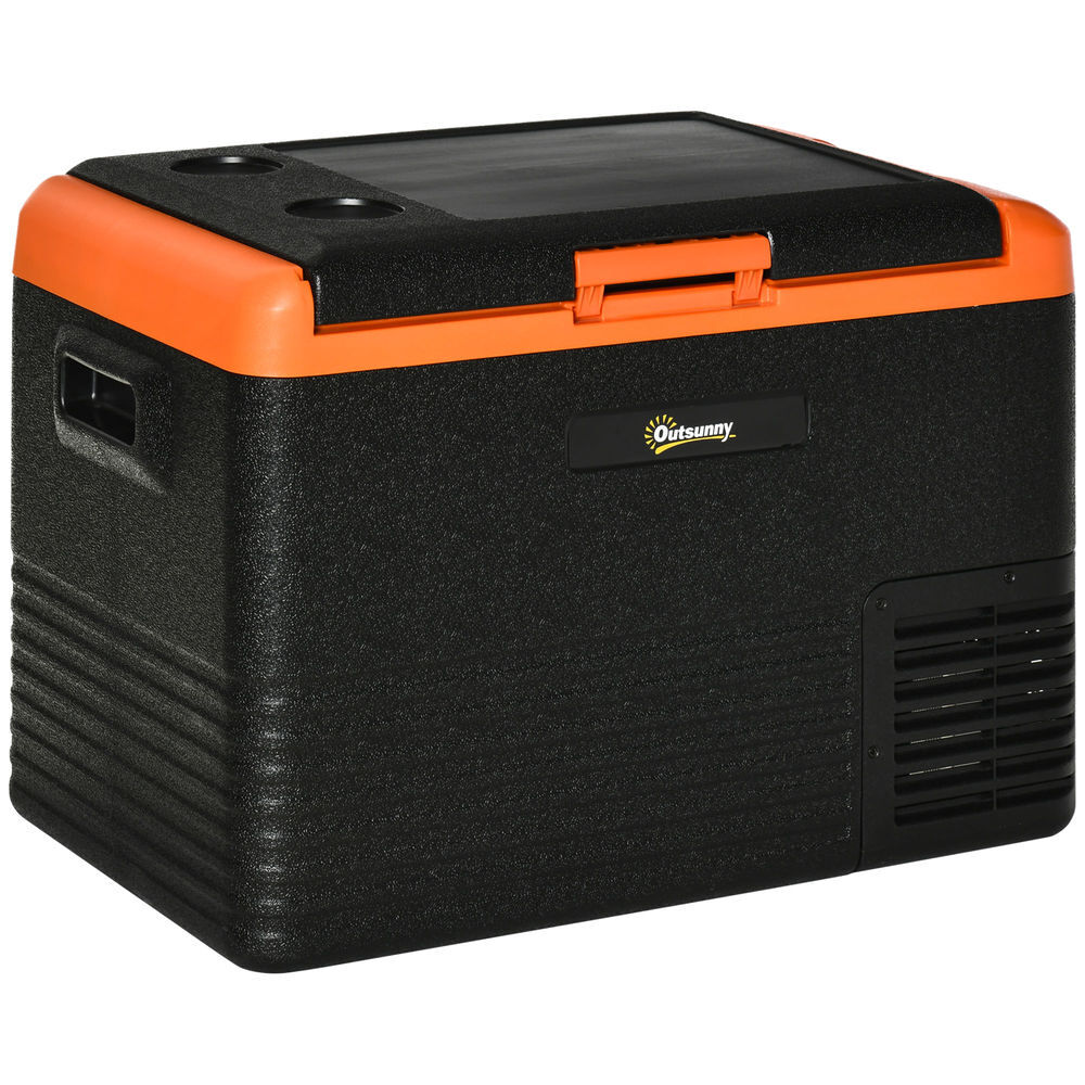 Outsunny nevera portátil eléctrica 40l refrigerador de coche 12v/24v hasta -20℃ mini frigorífico con compresor pantalla led táctil para hogar camping viajes automóvil 58,7x36,5x43,8 cm negro