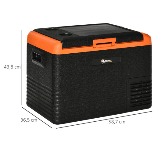Outsunny Geleira Portátil Elétrica 40L Geleira de Carro 12V24V até -20°C Mini Geleira com Ecrã LED Tátil para Campismo Viagens 58,7x36,5x43,8 cm Preto