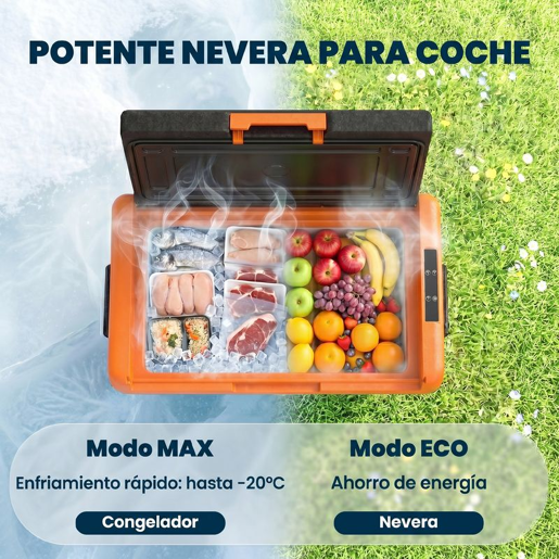 Outsunny Geleira Portátil Elétrica 40L Geleira de Carro 12V24V até -20°C Mini Geleira com Ecrã LED Tátil para Campismo Viagens 58,7x36,5x43,8 cm Preto