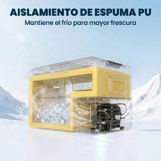 Outsunny Geleira Portátil Elétrica 40L Geleira de Carro 12V24V até -20°C Mini Geleira com Ecrã LED Tátil para Campismo Viagens 58,7x36,5x43,8 cm Preto