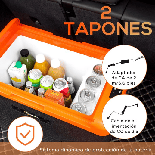 Outsunny Geleira Portátil Elétrica 40L Geleira de Carro 12V24V até -20°C Mini Geleira com Ecrã LED Tátil para Campismo Viagens 58,7x36,5x43,8 cm Preto