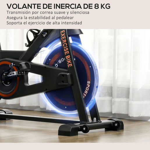 HOMCOM Bicicleta Estática com Resistência Ajustável Bicicleta Fitness com Volante de Inércia de 8 kg Ecrã LCD Guiador e Assento Ajustável para Casa Ginásio 103x53x100-114 cm Preto e Vermelho