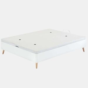 Sofá-cama alto dobrável 135x190 cm, grande capacidade, quarto, estilo nórdico, cor branca, com pernas de madeira inclinadas