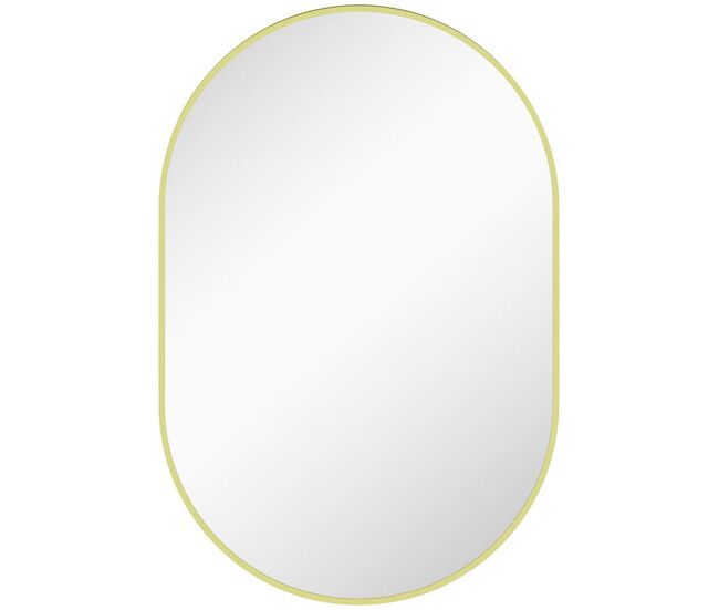 Homcom espejo de baño ovalado 60x90 cm con marco de aluminio espejo de pared decorativo horizontal o vertical para salón entrada pasillo dorado