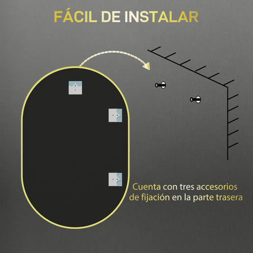 HOMCOM Espelho Casa de Banho 60x90 cm Espelho Decorativo de Parede com Estrutura de Alumínio para Sala de Estar Entrada Corredor Horizontal ou Vertical Dourado