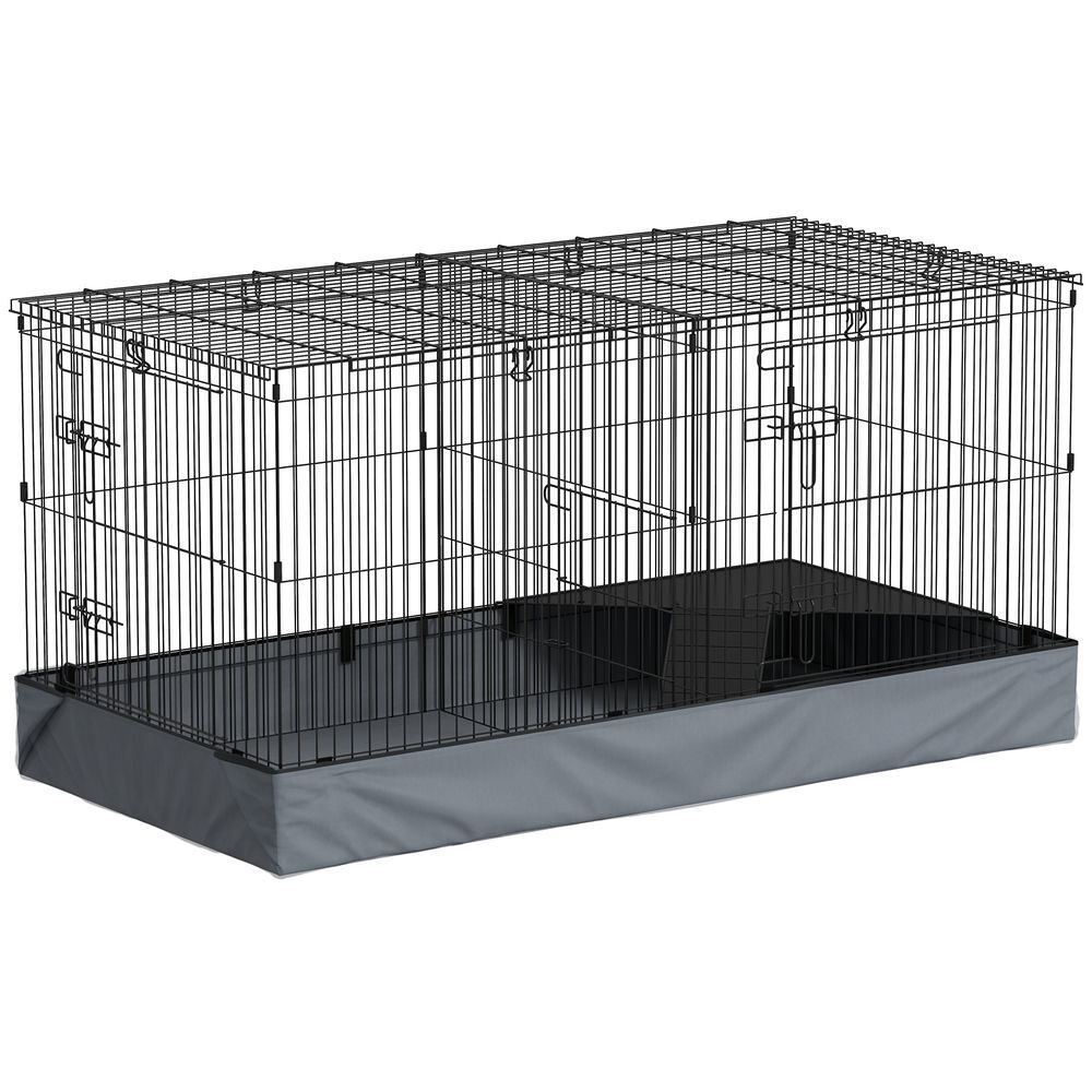 Pawhut jaula para animales pequeños 2 en 1 parque para mascotas recinto para conejos con tapa removible para cobayas erizos 121x61x61 cm negro