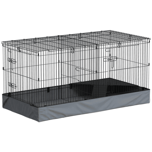 PawHut Gaiola para Animais Pequenos Gaiola para Roedores Gaiola para Coelhos com Tampa Amovível Recinto para Cobaias Ouriços 121x61x61 cm Preto
