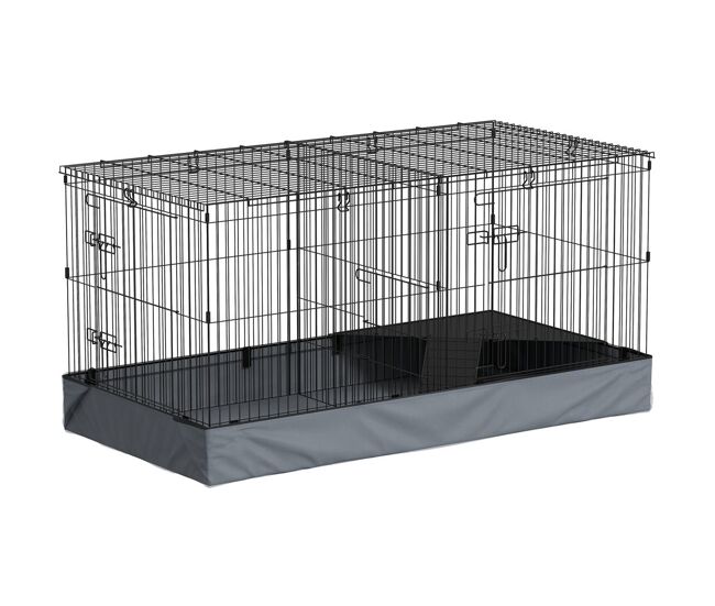 Pawhut jaula para animales pequeños 2 en 1 parque para mascotas recinto para conejos con tapa removible para cobayas erizos 121x61x61 cm negro