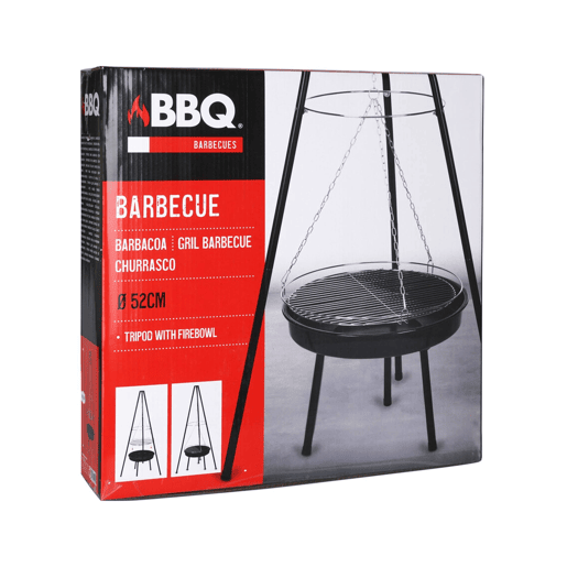 Tripé para churrasco Well Home com corrente e grelha