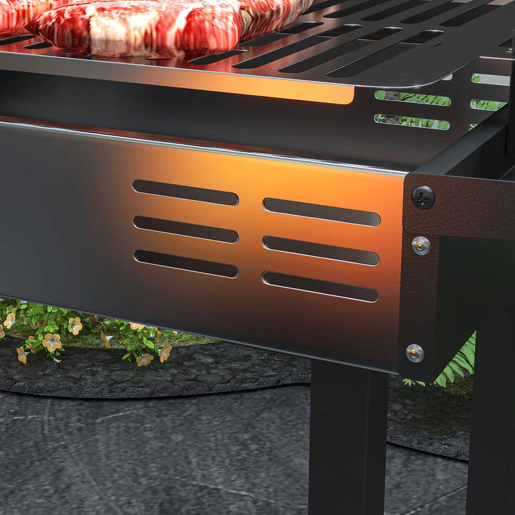 Outsunny Barbecue a Carvão Barbecue Portátil 118x32x90 cm com Espeto Giratório Ajustável em Altura com 3 Níveis Grelhas Dobráveis e Para-Vento para Piqueniques e Campismo Preto