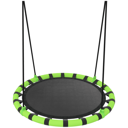 AIYAPLAY Baloiço para Crianças Redondo Baloiço de Jardim Infantil Ajustável Baloiço de Exterior para Crianças Impermeável Carga 150kg Ø100x180 cm Preto e Verde