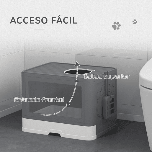 PawHut Conjunto para Gatos Inclui 1 Arranhador para Gatos 114 cm com Múltiplas Plataformas e 1 Caixa de Areia Coberta com Pá e Escova Cinza