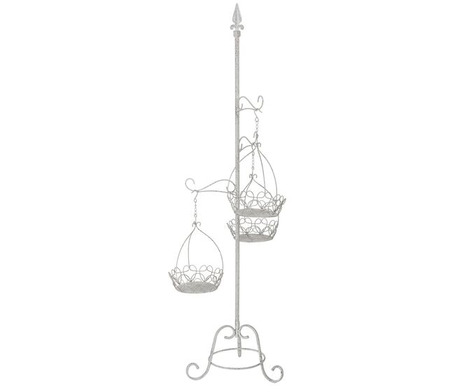 Soporte de metal con capacidad para 3 macetas de dimensiones de 43.82x38.74x169.55 cm