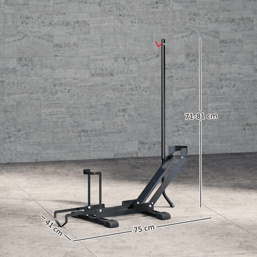 SPORTNOW Suporte de Chão para Bicicletas Vertical e Horizontal com Altura Ajustável para Rodas de 20-29 e 700c em Aço com Base Antiderrapante para Casa Garagem ou Oficina 75x41x71-81 cm Preto